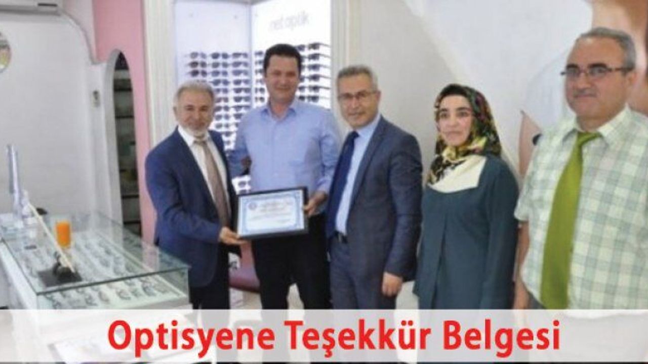 Net Optik Sahibi Murat Lükel'e Teşekkür Belgesi