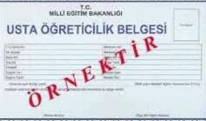 Usta Öğreticilik Belgesi